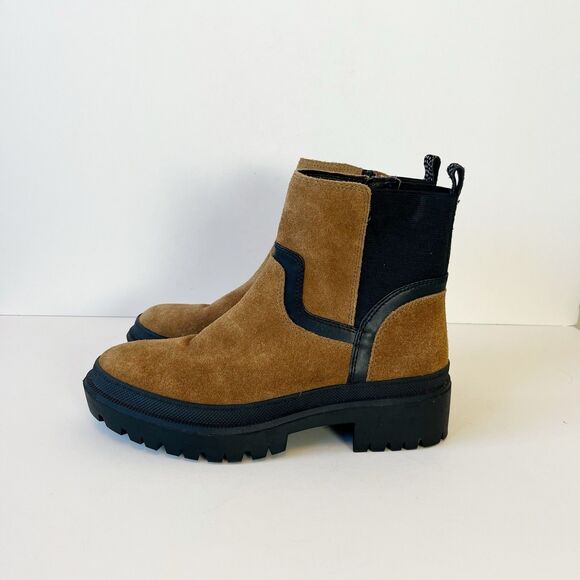 Lucky Brand Eabile Bootie Leather Lug Sole Boots Cognac & Black Women’s Size 8.5 - Picture 8 of 11